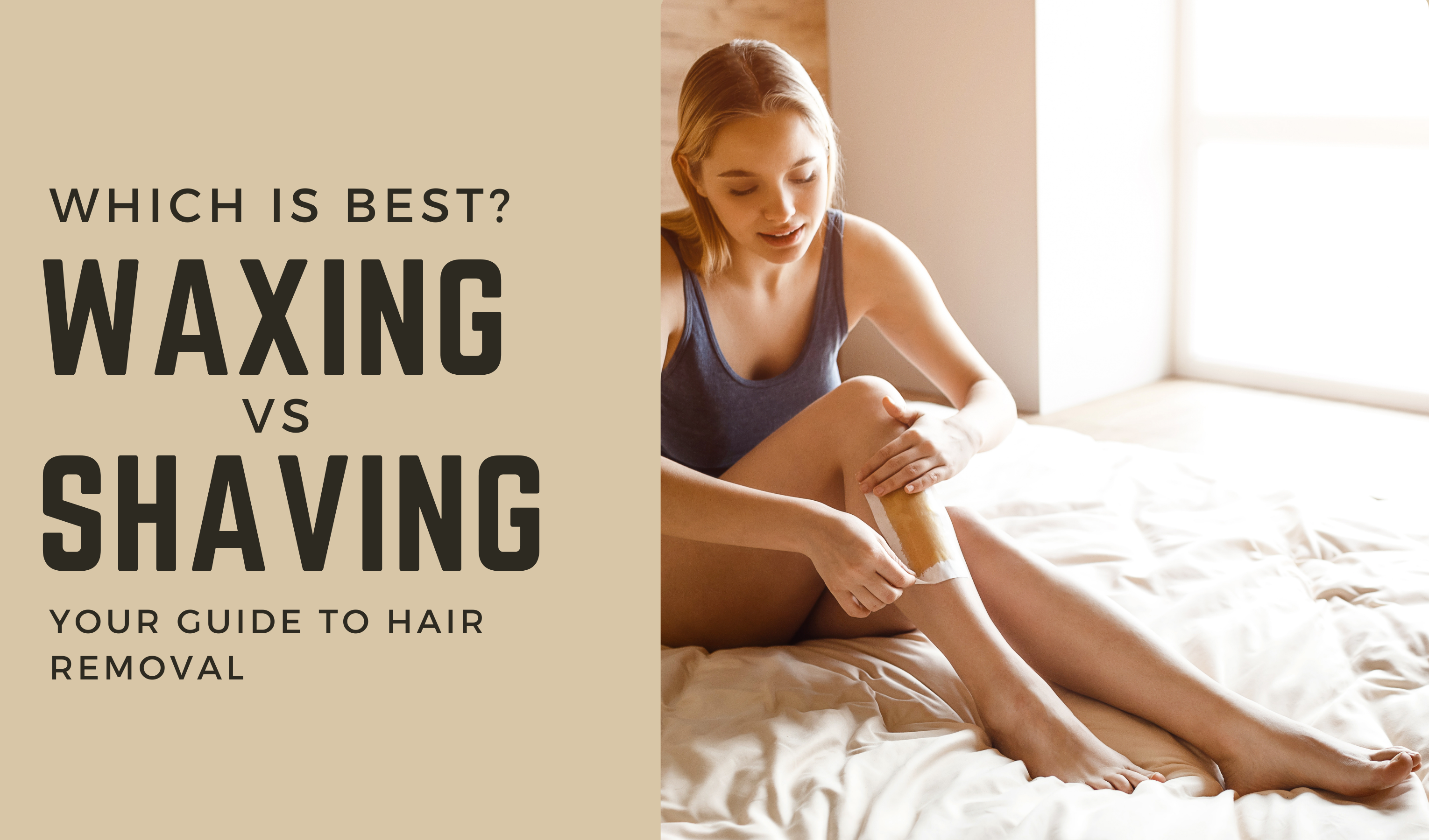 teenage girl waxing her legs with wax strips at home