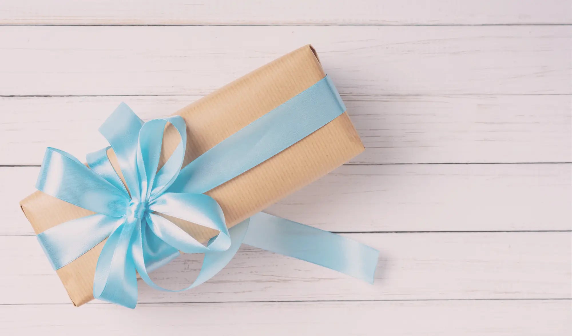 gift with light blue ribbon