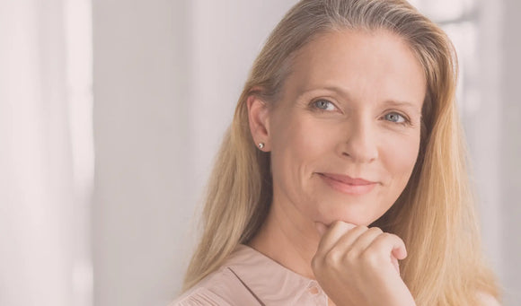 woman with mature skin smiling