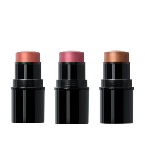 Dr Hauschka Natural Makeup Lip to Cheek trio. Lipstick and cheek usage including blush, bronzer and highlighter.