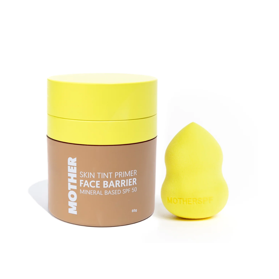 mother spf skin tinted primer face barrier spf 50 with application beauty sponge