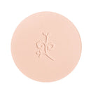 Pressed powder makeup compact with an embossed floral design.