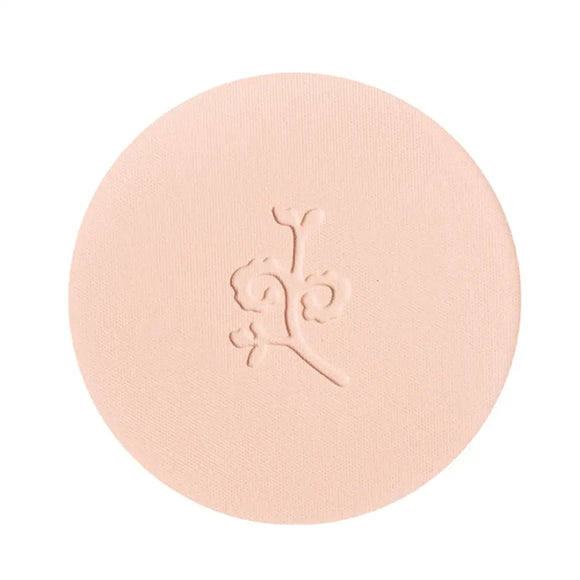 Pressed powder makeup compact with an embossed floral design.