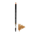 Black eyebrow pencil with a spoolie brush end and brown color swatch.