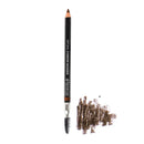 Brown eyebrow pencil with a spoolie brush end and powder smudge.