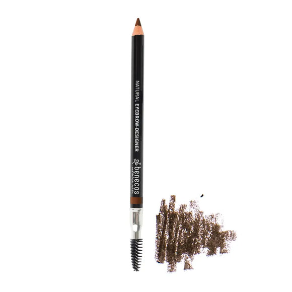 Brown eyebrow pencil with a spoolie brush end and powder smudge.