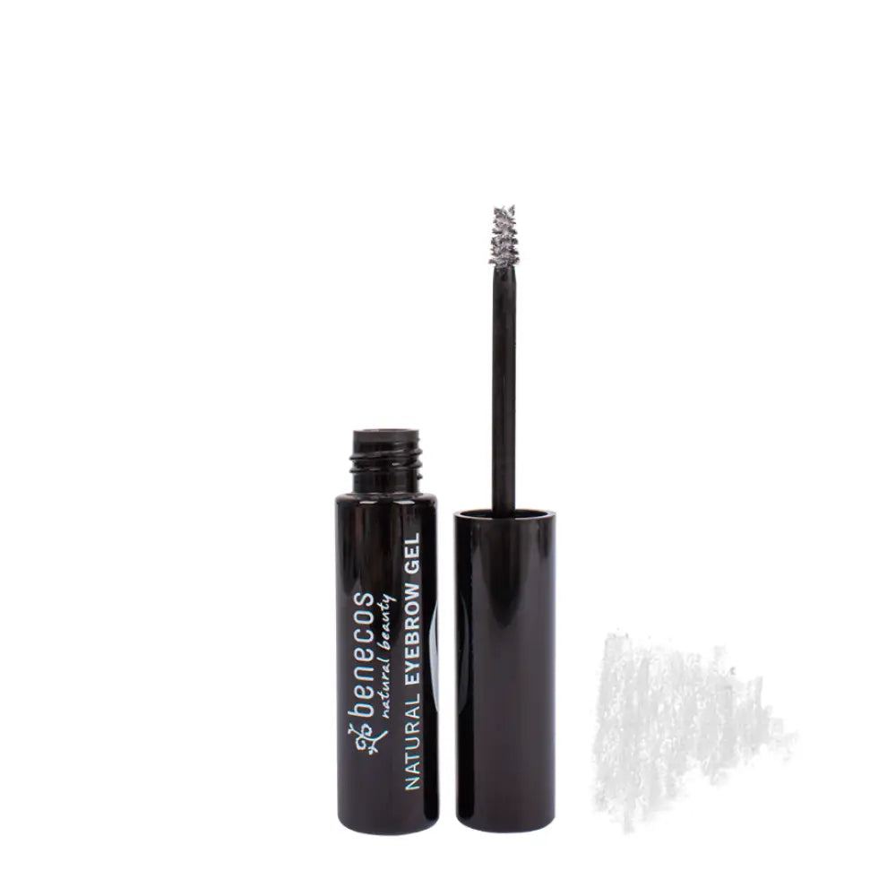 Black mascara tube with an applicator wand.