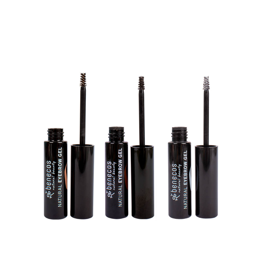 benecos natural makeup eyebrow gel, three different colours.