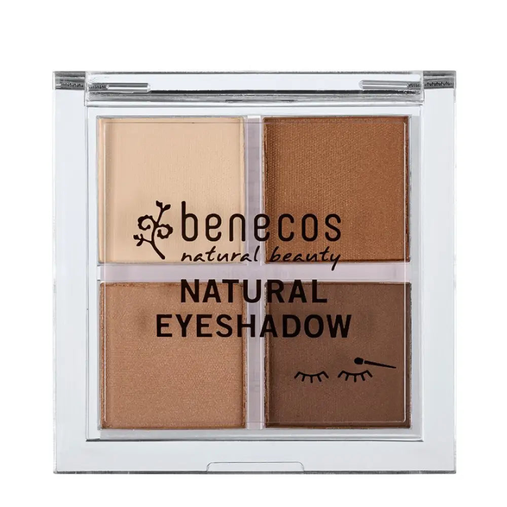 Benecos natural beauty eyeshadow palette containing four neutral brown shades.