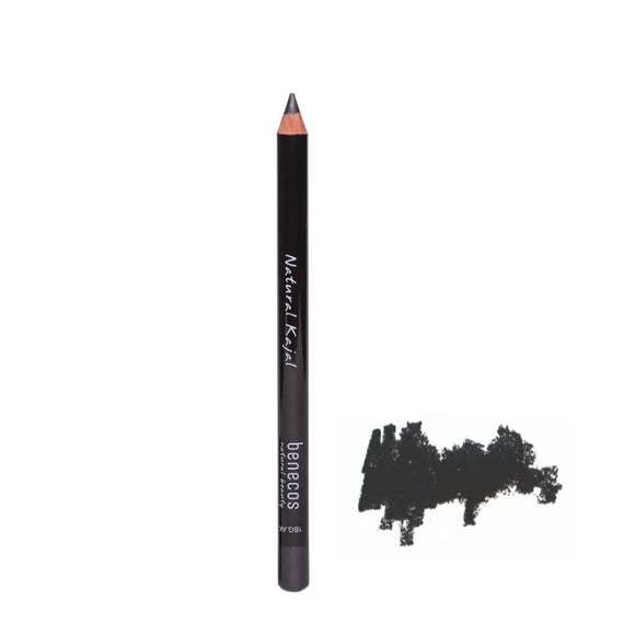 Black eyeliner pencil with a smudged swatch sample beside it.