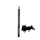 Black eyeliner pencil with a smudged swatch beside it.