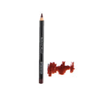 Dark brown lip liner pencil with a reddish-brown swatch mark beside it.