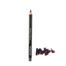 Black eyeliner pencil with a purple-brown smudge mark beside it.