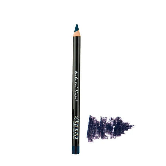 Navy blue eyeliner pencil with a smudged color swatch beside it.