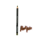 Green eyeliner pencil with a brown smudge mark beside it.