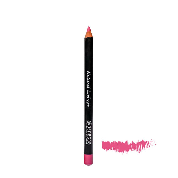 Black makeup pencil with pink tip and matching pink swatch mark.