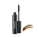 Brown mascara wand and tube with a color swatch.