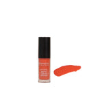 Orange-red matte liquid lipstick in a clear tube with black cap.
