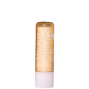 Peach-colored lip balm tube with white base.