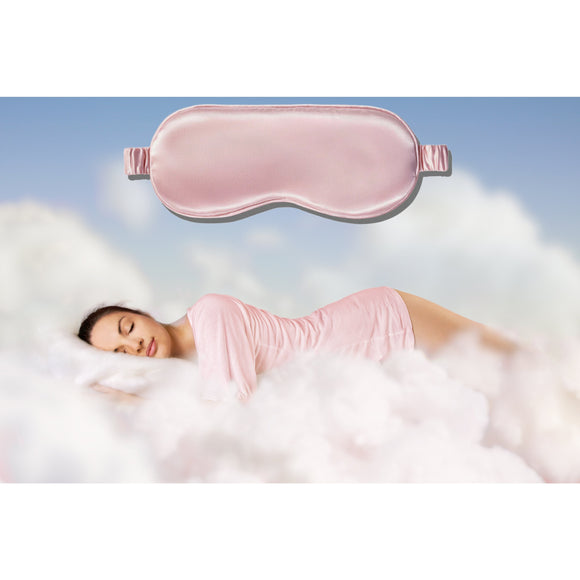 Pink satin sleep mask.