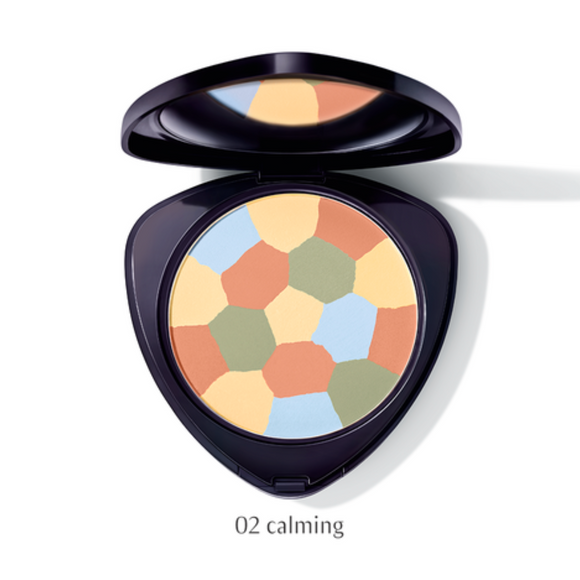 Open compact of color-correcting powder.