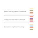 Color correcting powder swatches.