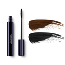 Mascara tube with wand and color swatches.