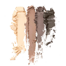Four swatches of neutral-toned eyeshadow.