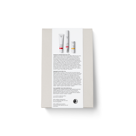 Red and white skincare product set with pump bottles.