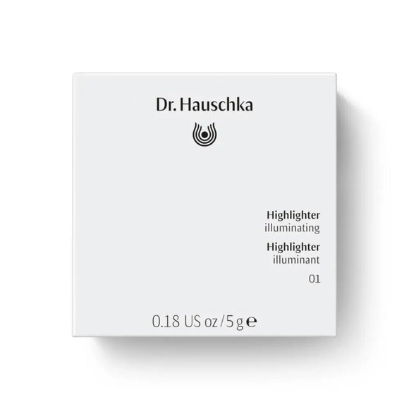 White Dr. Hauschka highlighter makeup product box.
