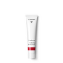 White hand cream tube with red stripe.