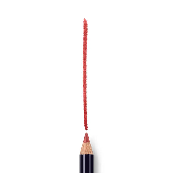 Red colored pencil with a drawn line above it.