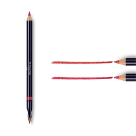 Double-ended lip liner pencil with red strokes shown beside it.