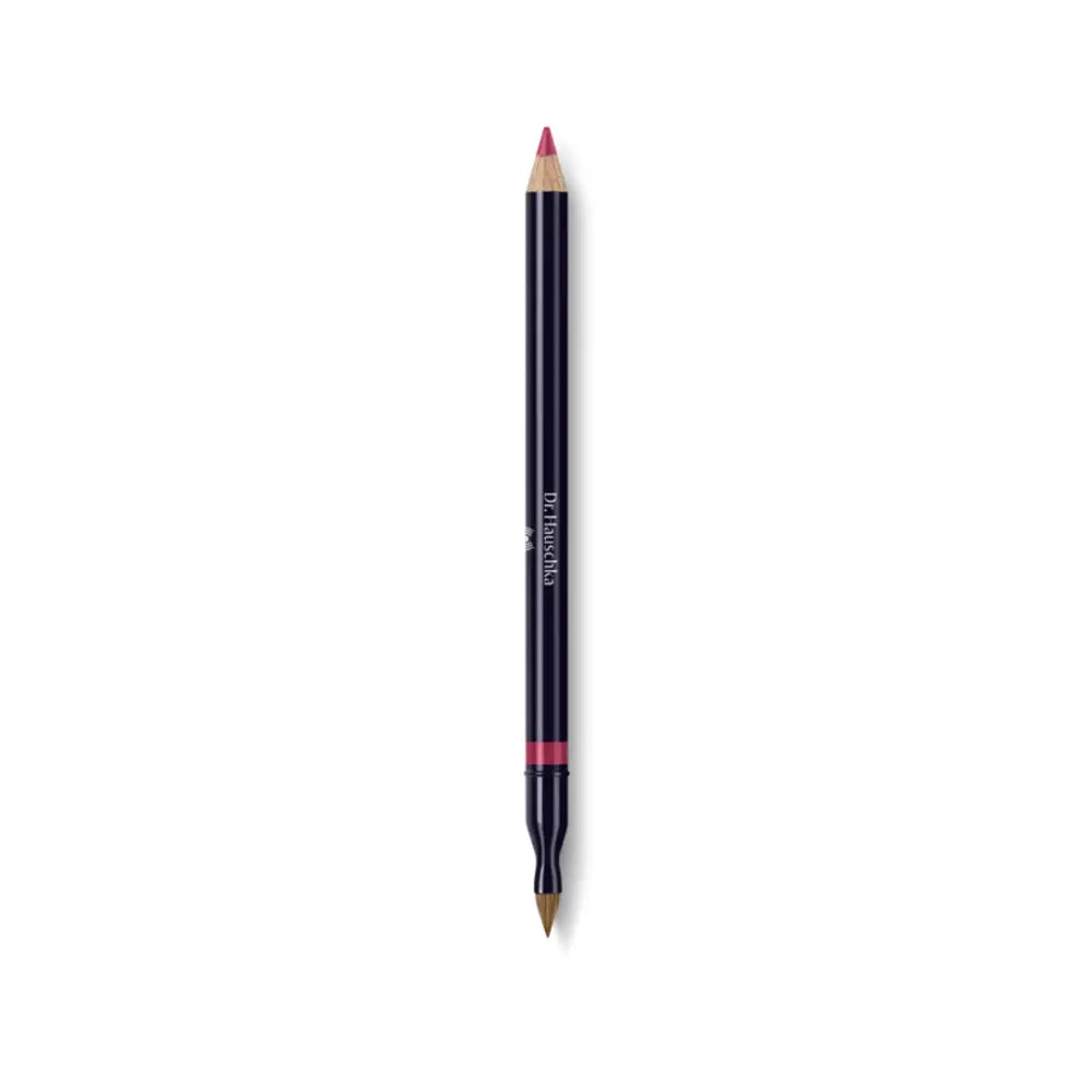 Double-ended black makeup pencil with pink and gold tips.