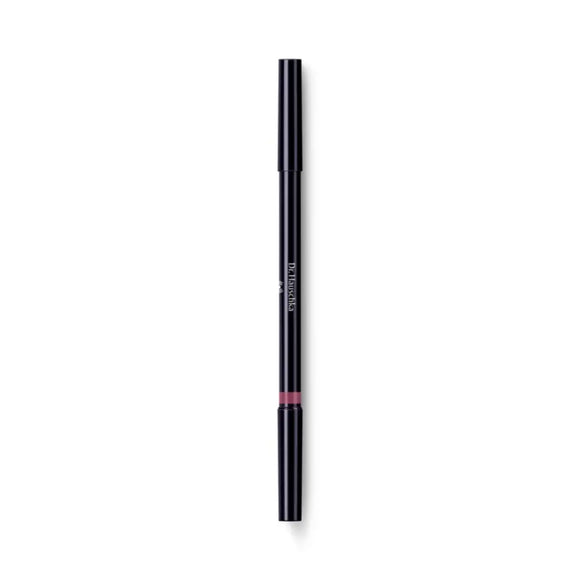 Black retractable lip liner pencil with a pink band.