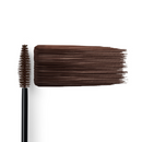 A brown mascara wand and a swatch of brown mascara.