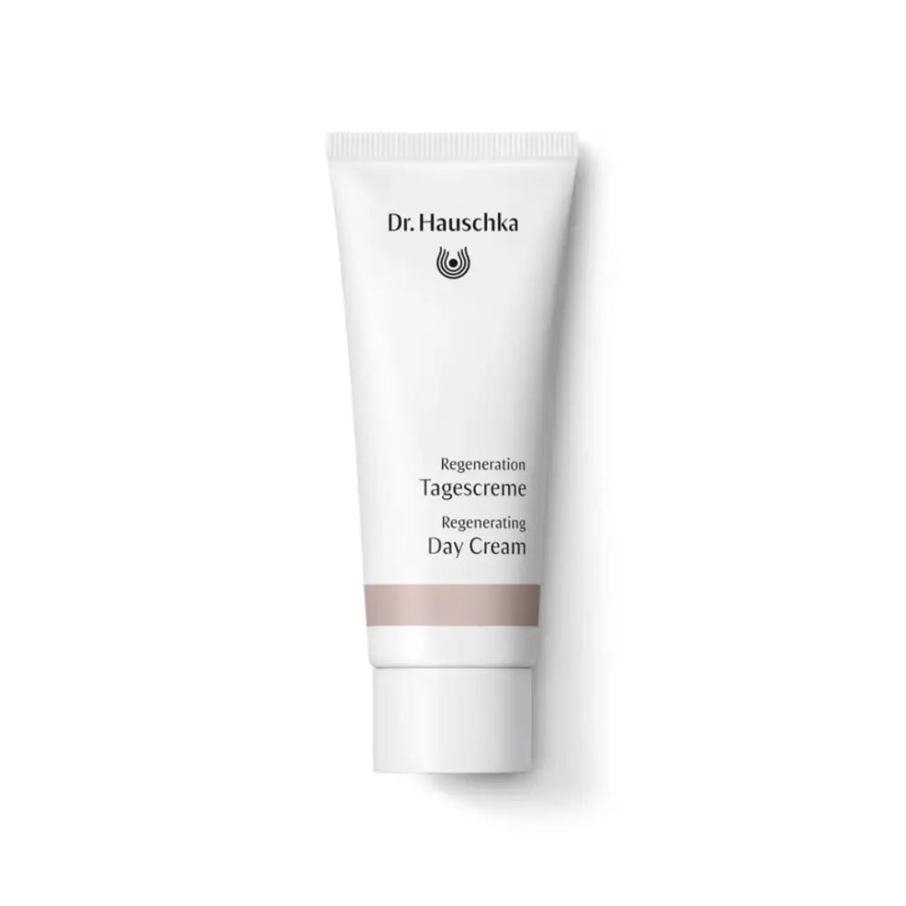 White tube of Dr. Hauschka Regenerating Day Cream with minimal design elements.