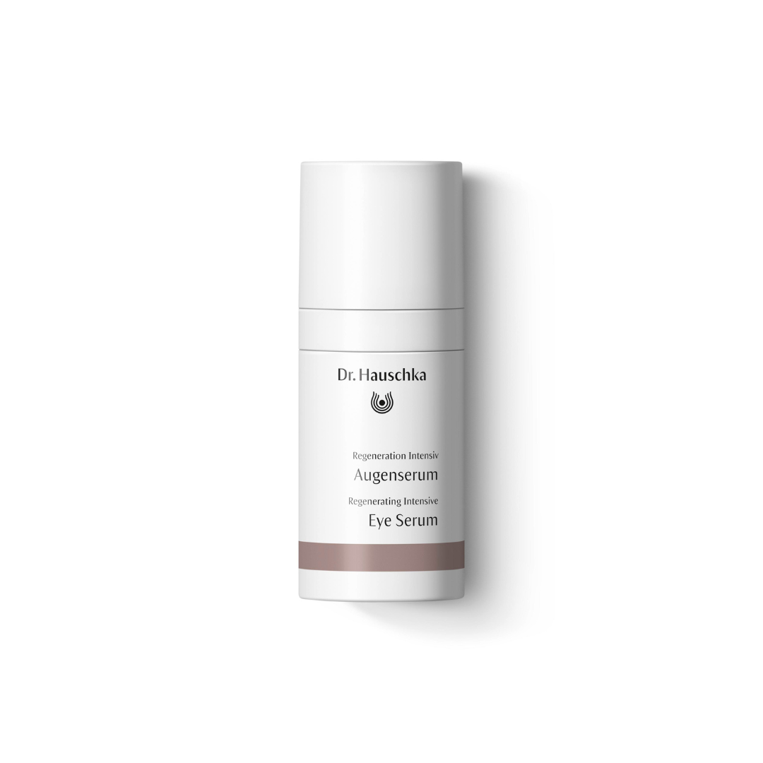 White bottle of Dr. Hauschka eye serum.