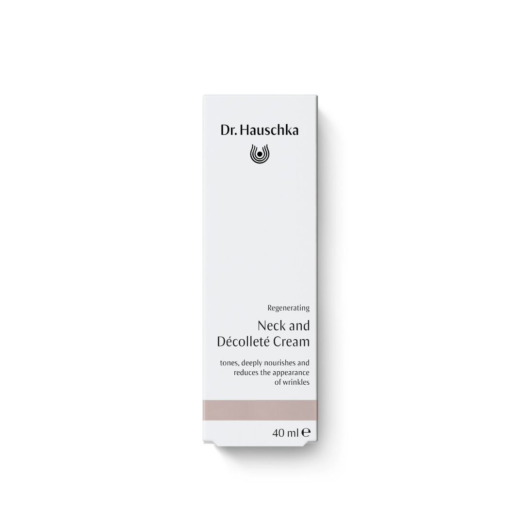 Dr. Hauschka Neck and Decollete Cream in a white box with minimal design.