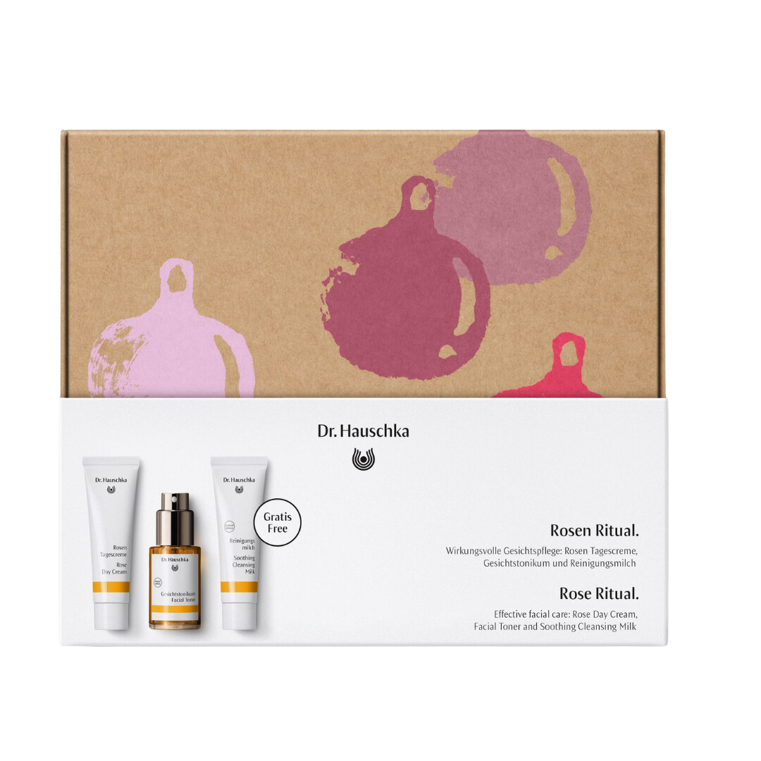 Dr. Hauschka Rose Ritual Christmas Face Care Gift Set with Rose Day Cream, Facial Toner and Soothing Cleansing Milk. Valued at $109.