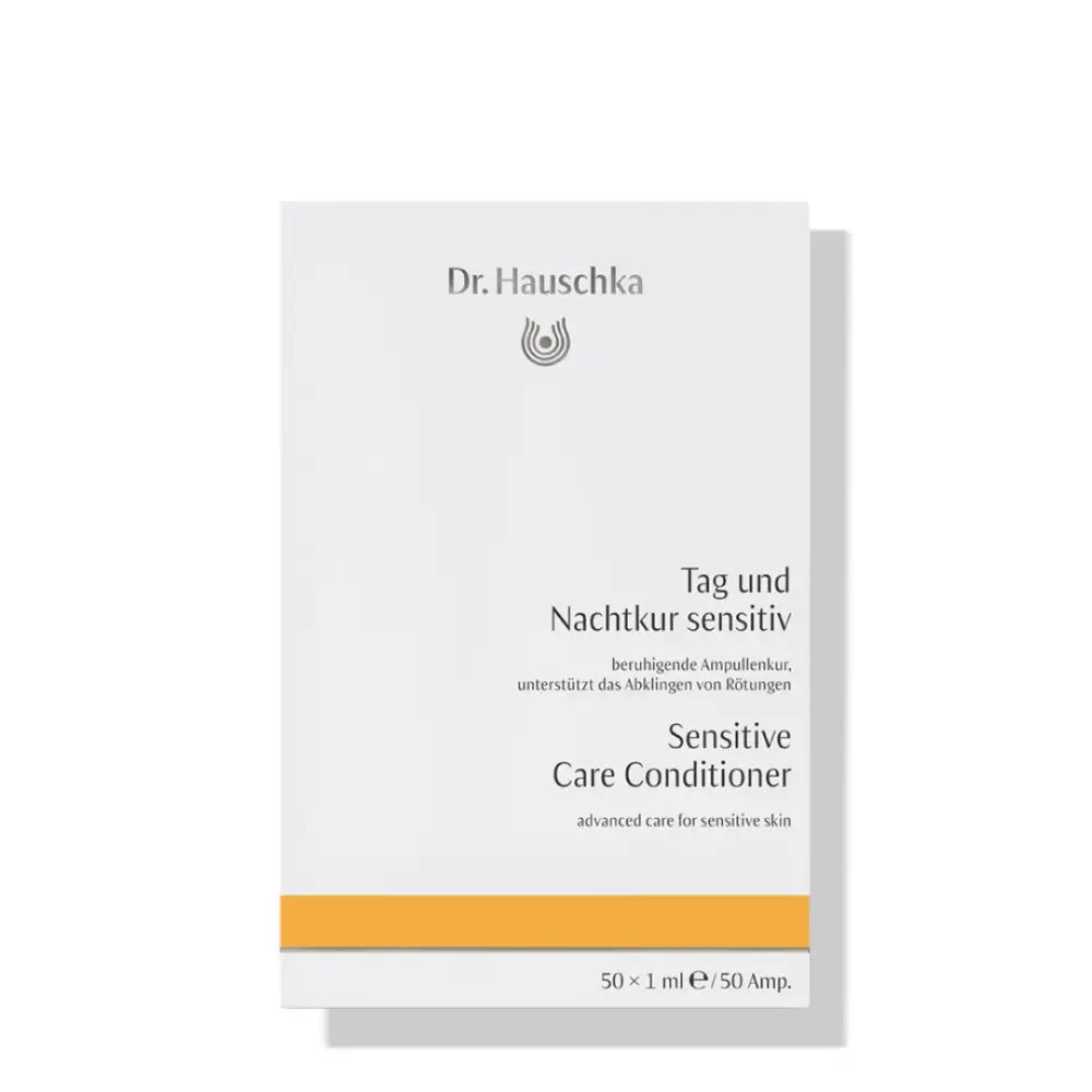 Dr. Hauschka Sensitive Care Conditioner in white packaging with orange accent.