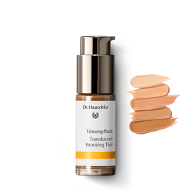 Dr. Hauschka bronzing tint with color swatches.