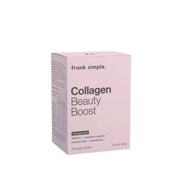 Pink box of Frank Simple Collagen Beauty Boost supplement.