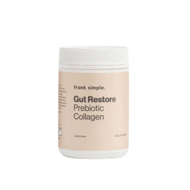 White container of Frank Simple Gut Restore Prebiotic Collagen supplement.