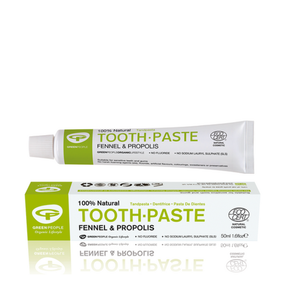 Natural fennel and propolis toothpaste.