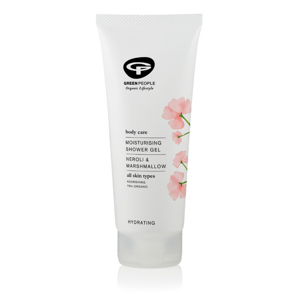 White tube of moisturizing shower gel.