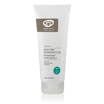 White tube of scent-free shower gel.