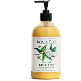 Bottle of Koala Eco natural dish soap with botanical illustrations on the label.