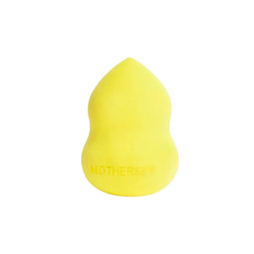 Yellow teardrop-shaped makeup sponge.