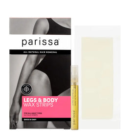 Parissa legs and body wax strips kit with hair removal oil.